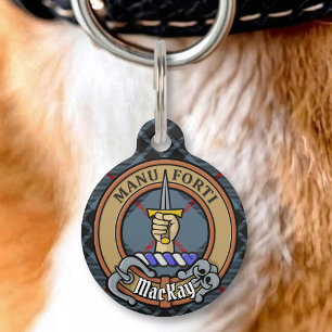 Médaillon Pour Animaux Cimier du clan MacKay sur tartan bleu