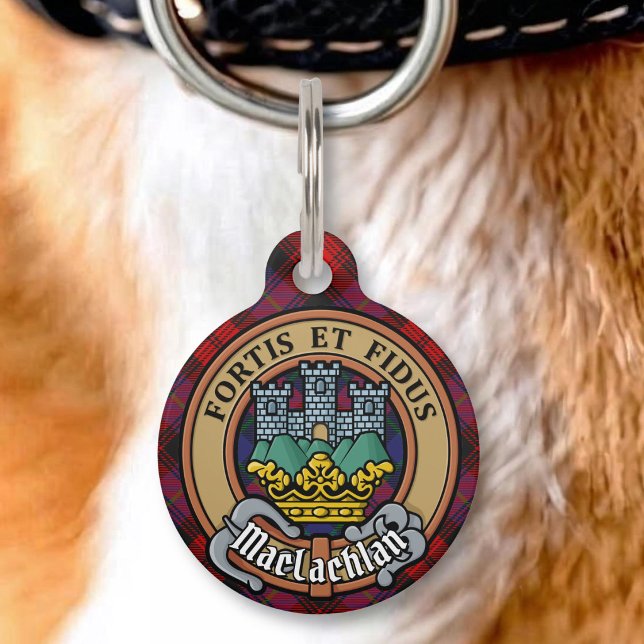 Médaillon Pour Animaux Cimier du clan MacLachlan sur tartan (Créateur téléchargé)