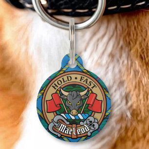 Médaillon Pour Animaux Cimier du clan MacLeod sur tartan de chasse