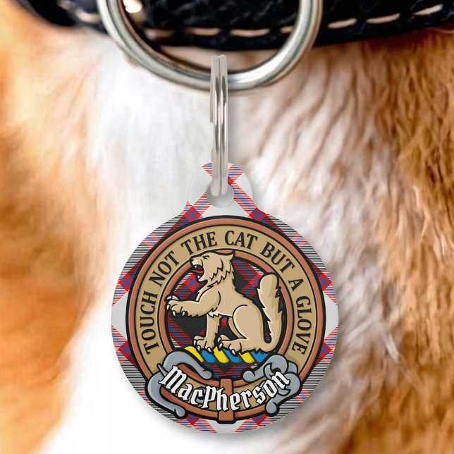 Médaillon Pour Animaux Cimier du clan MacPherson sur tartan de chasse (Créateur téléchargé)