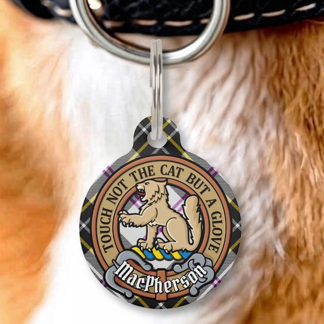 Médaillon Pour Animaux Cimier du clan MacPherson sur tartan de robe (Créateur téléchargé)