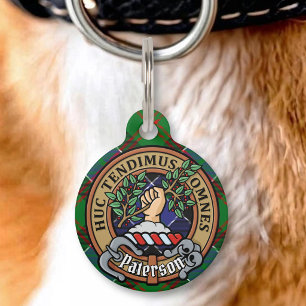 Médaillon Pour Animaux Cimier du clan Paterson sur tartan