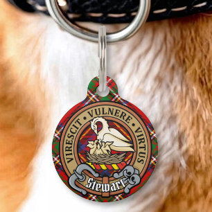 Médaillon Pour Animaux Cimier du clan Stewart sur tartan royal