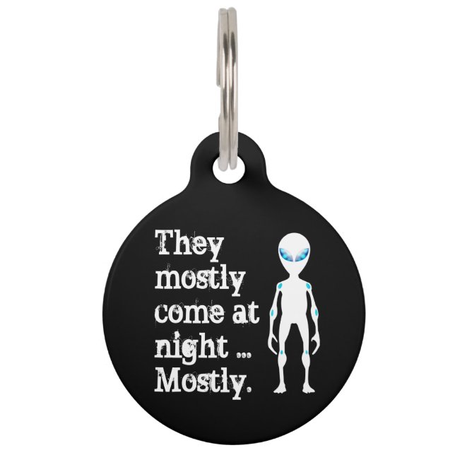 Médaillon Pour Animaux Citation d'alien noir blanc mignon (Devant)