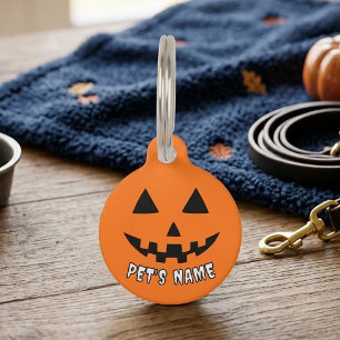 Médaillon Pour Animaux Citrouille orange personnalisée Halloween Votre no