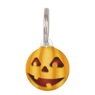 Médaillon Pour Animaux Citrouille sculpté souriant design Halloween