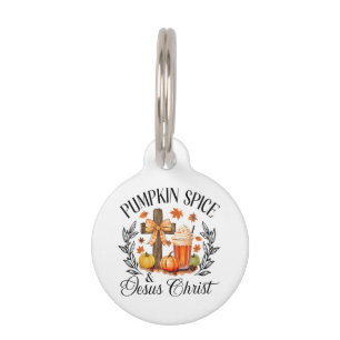 Médaillon Pour Animaux Citrouille Spice Et Jésus Christ Cross Citrouille 