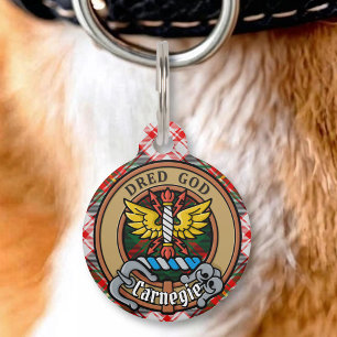 Médaillon Pour Animaux Clan Carnegie Crête sur tartan de robe