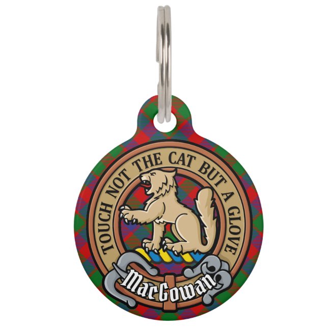 Médaillon Pour Animaux Clan MacGowan Crest sur Tartan (Devant)