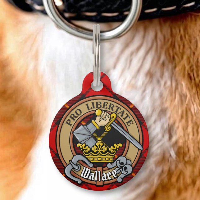 Médaillon Pour Animaux Clan Wallace Crête sur Tartan (Créateur téléchargé)