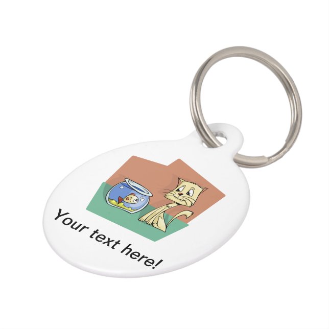 Médaillon Pour Animaux Clipart de chat et de poisson (Côté )