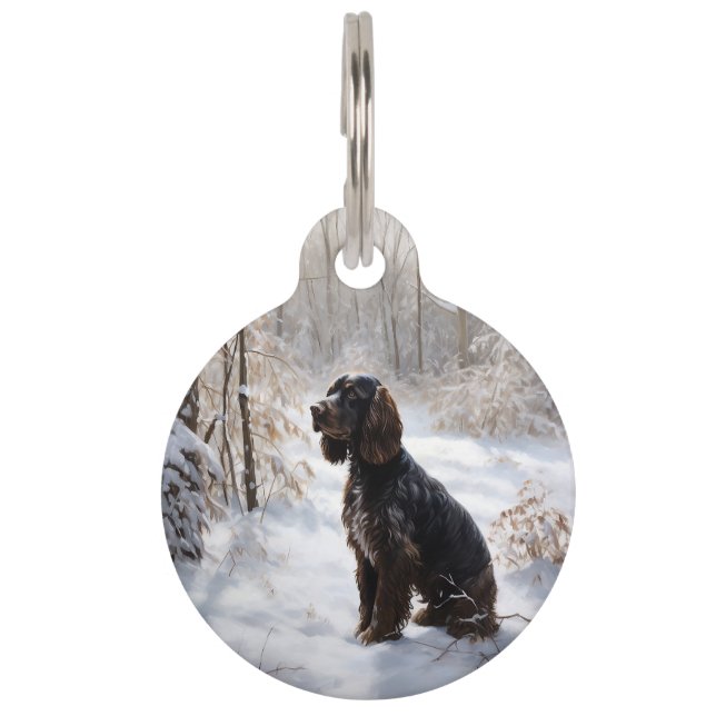 Médaillon Pour Animaux Cocker Spaniel Laissez tomber la neige Noël (Devant)