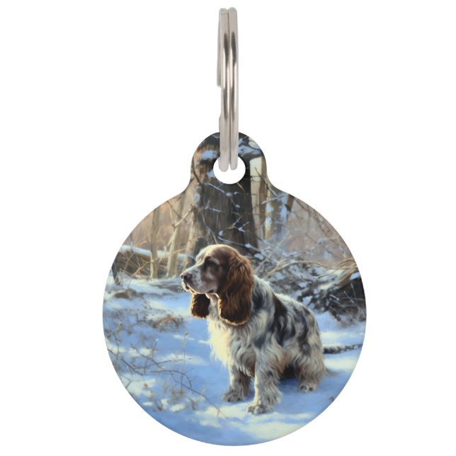Médaillon Pour Animaux Cocker Spaniel Laissez tomber la neige Noël (Devant)