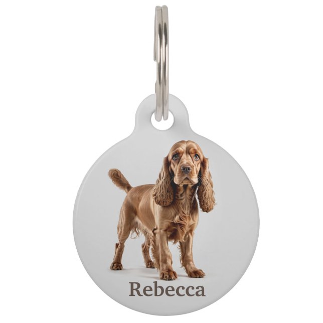 Médaillon Pour Animaux Cocker Spaniel Personnalisé (Devant)