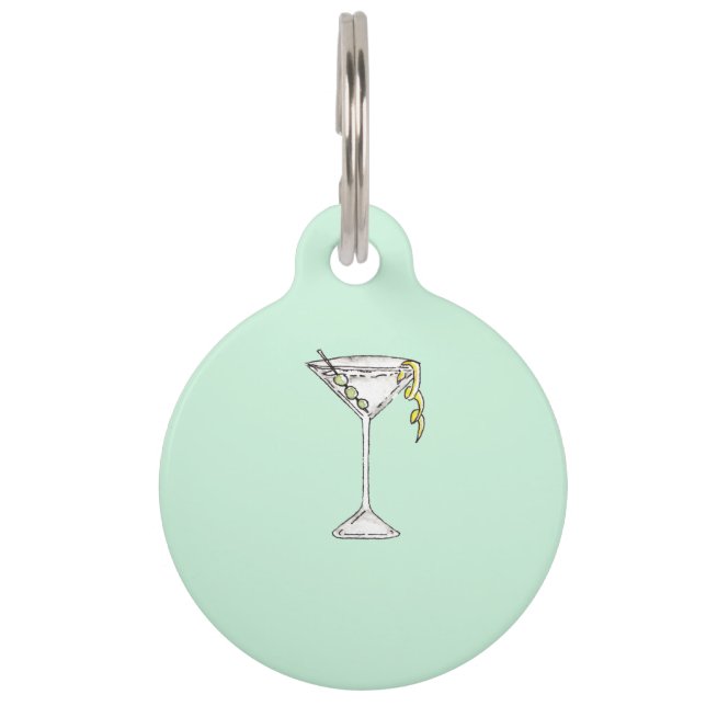 Médaillon Pour Animaux Cocktail Olive Martini à l'aquarelle peinte à la m (Dos)