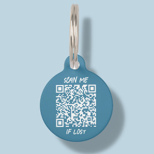 Médaillon Pour Animaux Code QR personnalisé bleu Balise d'identificatio