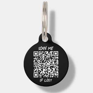 Médaillon Pour Animaux Code QR personnalisé noir   Balise d'identificatio