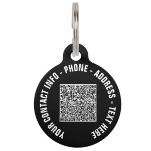 Médaillon Pour Animaux Code QR personnalisé Nom du texte Nom de l'animal