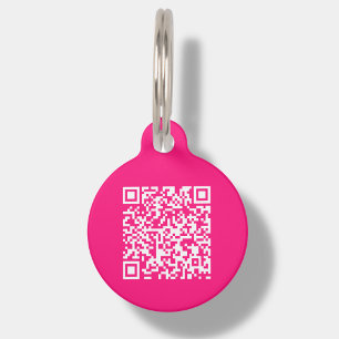 Médaillon Pour Animaux Code QR personnalisé rose chaud Balise d'identif