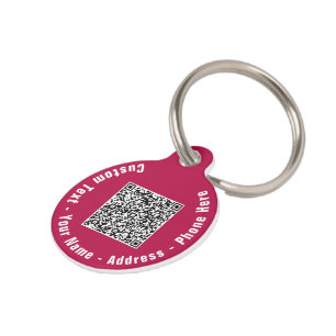 Médaillon Pour Animaux Code QR texte de votre logo ou photo Exemple de pl