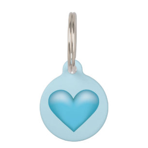 Médaillon Pour Animaux Coeur bleu clair avec nom de l'animal et numéro de