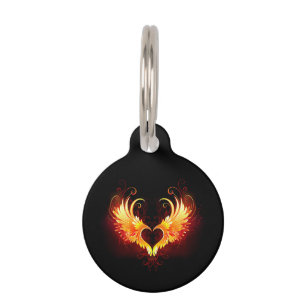 Médaillon Pour Animaux Coeur de feu ange avec ailes