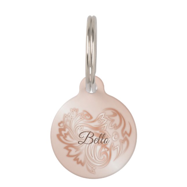 Médaillon Pour Animaux Cœur de fleur en or rose (Devant)