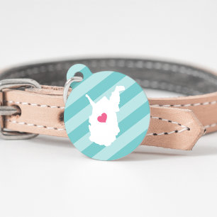 Médaillon Pour Animaux Coeur de l'État de Virginie-Occidentale