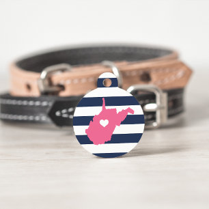 Médaillon Pour Animaux Coeur de l'État de Virginie-Occidentale