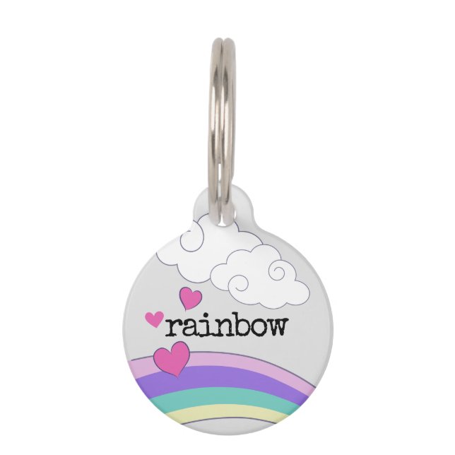 Médaillon Pour Animaux Cœur de nuage arc-en-ciel (Devant)