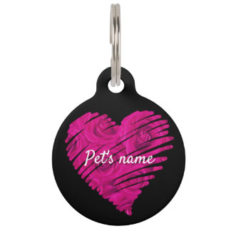 MÉDAILLON POUR ANIMAUX COEUR DE ROSES PERSONNALISÉ ÉTIQUETTE POUR ANIMAUX