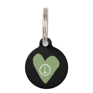 Médaillon Pour Animaux Coeur des signes de paix