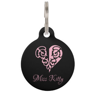 Médaillon Pour Animaux Coeur en fibre rose personnalisé