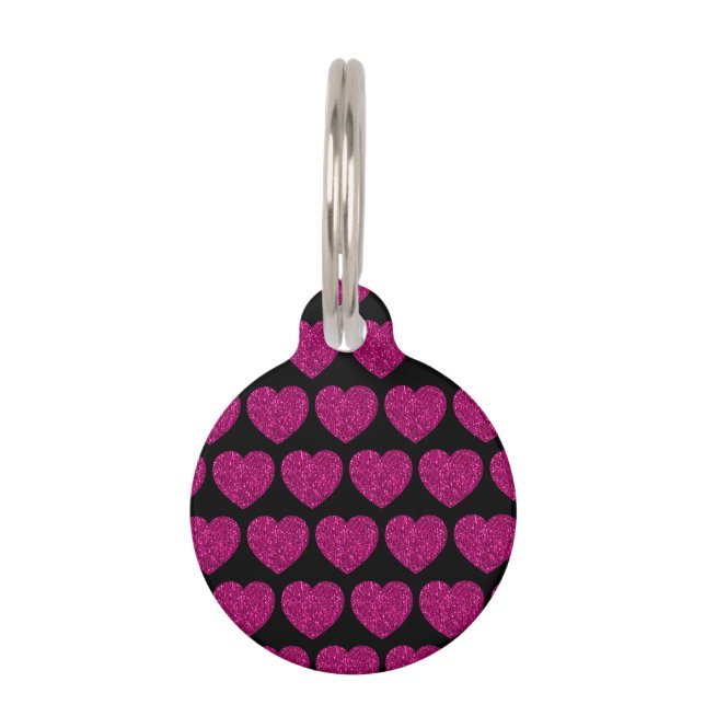 Médaillon Pour Animaux Coeur rose chaud faux parties scintillant scintill (Devant)