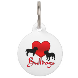 Médaillon Pour Animaux Cœurs de Bouledogues