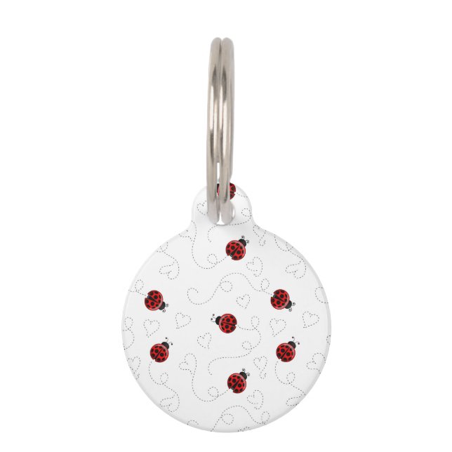 Médaillon Pour Animaux Coeurs noirs de l'amant de l'insecte rouge Ladybug (Devant)