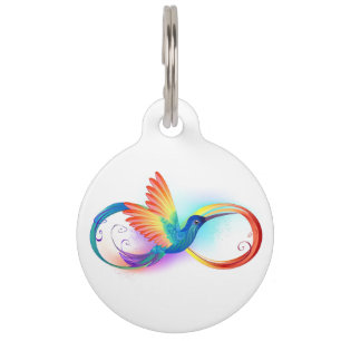 Médaillon Pour Animaux Colibri arc-en-ciel avec symbole Infinity