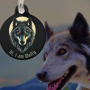 Médaillon Pour Animaux Collier Wolf husky loup Tag