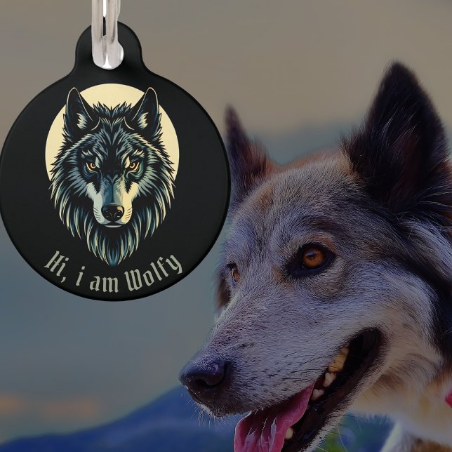Médaillon Pour Animaux Collier Wolf loup husky loups rond pour animaux (Créateur téléchargé)