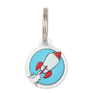 Médaillon Pour Animaux Conception de bateau de Rocket de bande dessinée