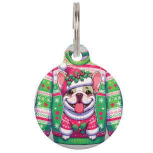 Médaillon Pour Animaux Conception de chien bouledogue français Noël drôle