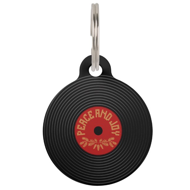 Médaillon Pour Animaux Conception de disques vinyle Peace and joy (Devant)