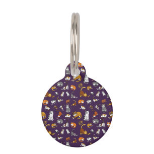 Médaillon Pour Animaux conception de motif de chat mignon violet pour les