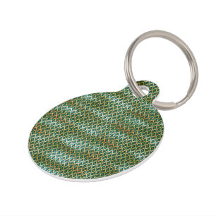 Médaillon Pour Animaux Conception de motif zigzag abstrait vert émeraude