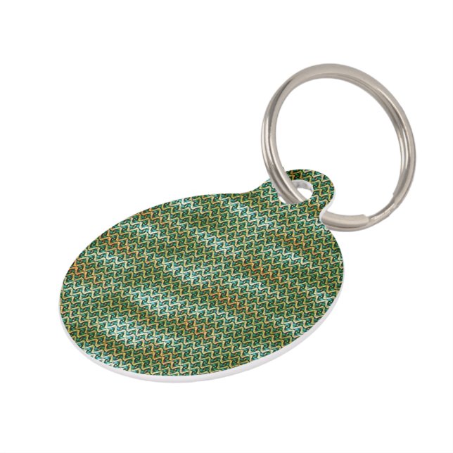 Médaillon Pour Animaux Conception de motif zigzag abstrait vert émeraude  (Côté )