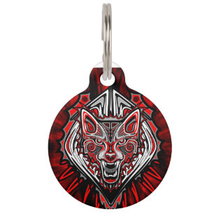 Médaillon Pour Animaux Conception de totem tribal Haida de loup
