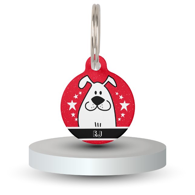 Médaillon Pour Animaux Conception personnalisée de Doodle de chien mignon (Personalized Cute Dog Doodle Design with QR code Pet ID Tag)
