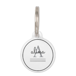 Médaillon Pour Animaux Conception personnalisée simple Monogramme