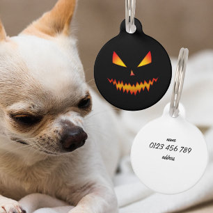 Médaillon Pour Animaux Cool effrayant Jack O'Lantern face Halloween Perso