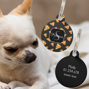 Médaillon Pour Animaux Cool et amusante pizza tranches motif Monogram